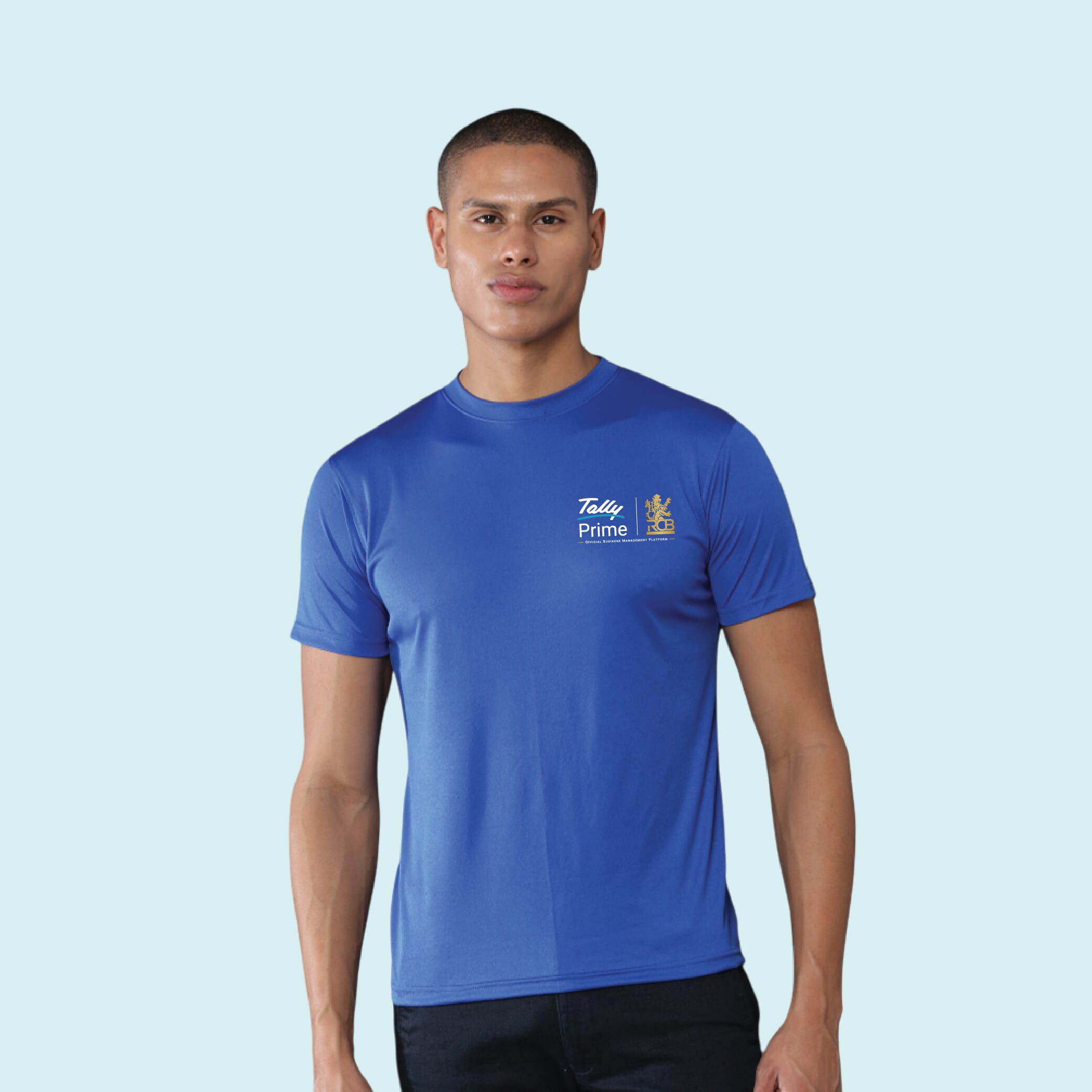 Greys&Blues Mobilitee Round Neck T-Shirt- Blue
